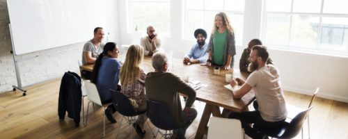 Diverse group of people in a seminar